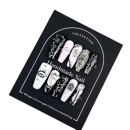 Metal Punk Hot Girl Style Handmade Wear Nail Tip Nail Stickers High Sense Summer New Cross-Border Wholesale