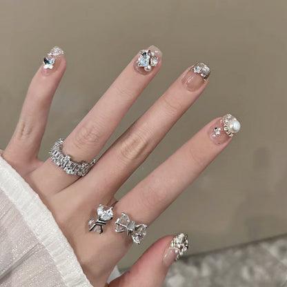 Rhinestone Pearl Flash Nail