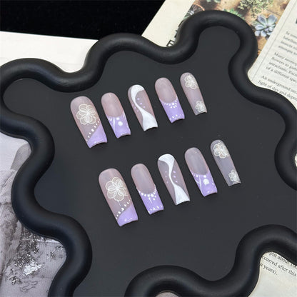 Cross-border new arrival ins European and American Style Mid-Length Square Hand-Wear Armor French Detachable Fake Nails Nail Stickers