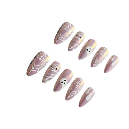 Halloween Hand-Painted Wear Nail Handmade Almond