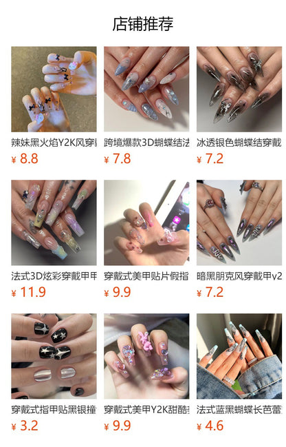 Wear a Nail Piece Wholesale New y2k Cool Planet Rhinestone Flash Manicure Fake Nails XINGX Blooming Nail Sticker