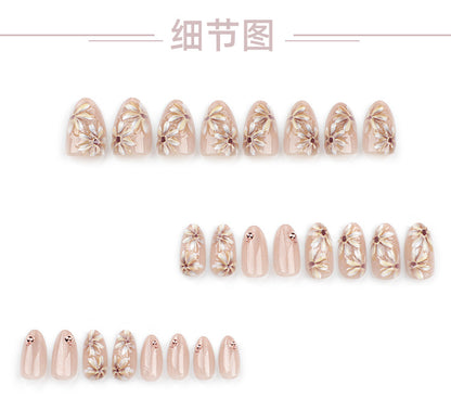 Nude Flower Wear Nail Wholesale3D Short Short Tip High-Grade Manicure Wearable Nail Tip Finished Product Fake Nails