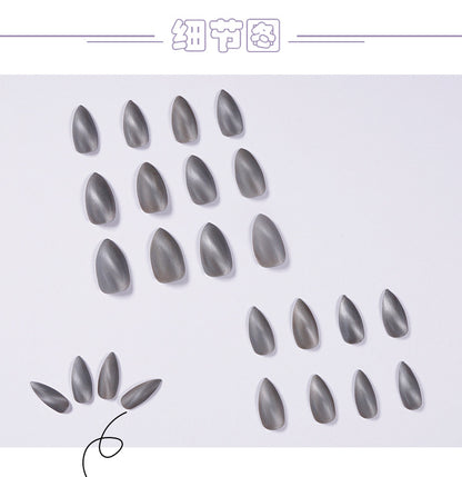 Frosted Gray Cat's Eye Nail Stickers Fake Nails Wear Nail Beauty Nail Patch Waterproof Removable Nail Tip