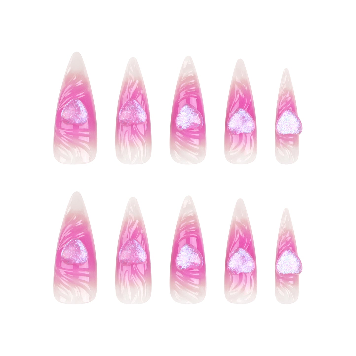 Pink3D Love Heart Internet Celebrity Best-Selling Nail Beauty Wear Nail Best Seller in Europe and America Super Long Tip Fake Nails Blooming Nail Tip Wholesale