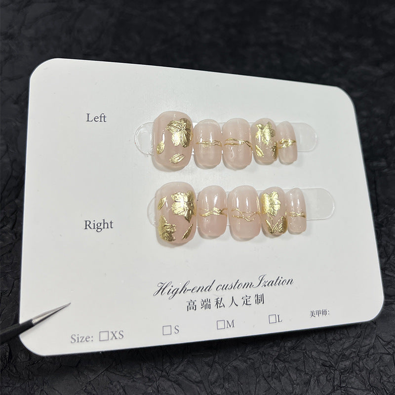 Handmade Wear Nail Nude Ice Transparent Summer Fresh Short Nail Stickers Detachable Fake Nails