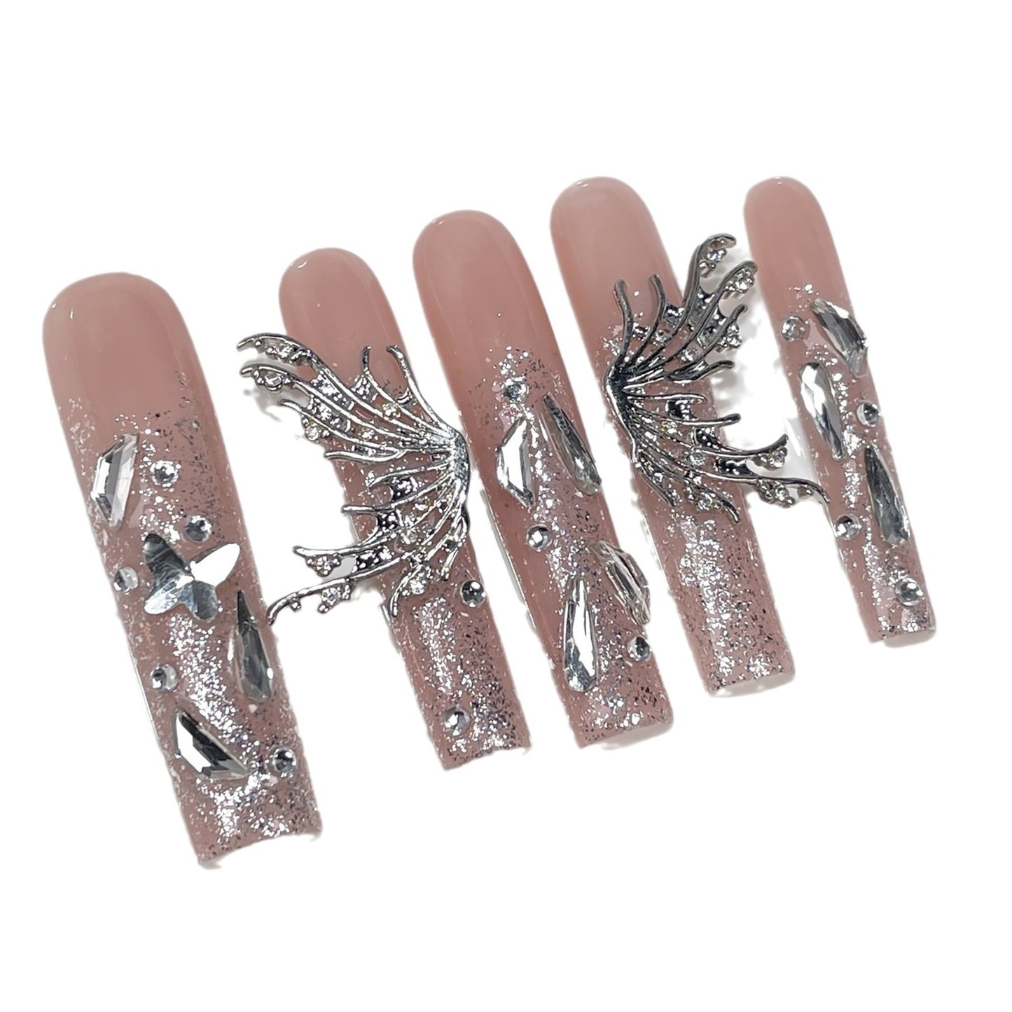 Sweet Cool Hot Girl Hand-Wear Nail Flash Heavy Industry European and American Super Long Water Pipe Nail Stickers Wearable Nail Sticker