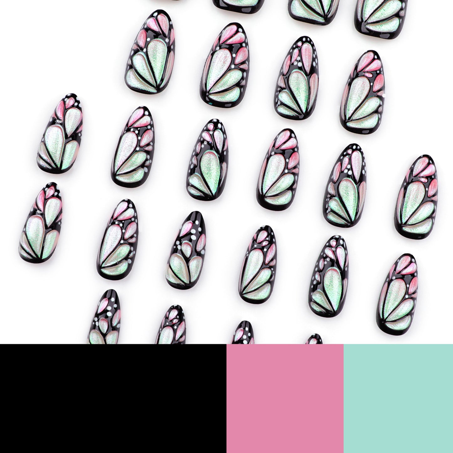 3D Butterfly Wear Nail Color Changing Pearl Powder Gradient Nail Art Fake Nails fake nails Repeat Nail Tip Wholesale