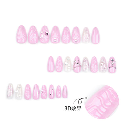 Sweet Pink XINGX Nail Art3D Marine Shell Wear Armor Three-Dimensional Butterfly Rhinestone Nail Tip fake nails