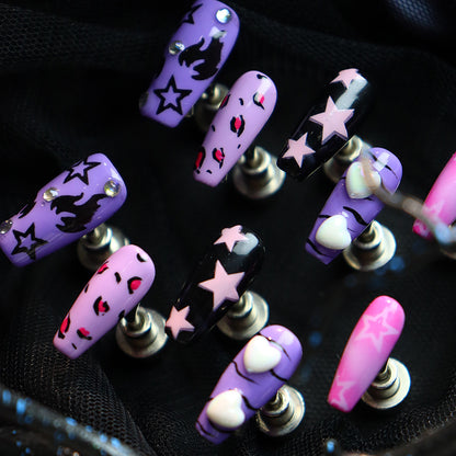 New Nail Beauty Patch Wear Armor Summer ins Wind Y2K Sweet Cool Hot Girl Leopard Print Stars Heart Flame Detachable