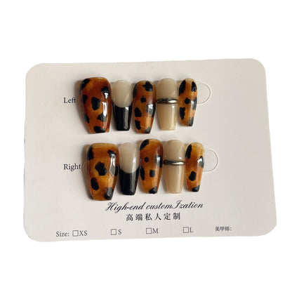 Handmade Wear Armor Leopard Print French Nail Stickers Wearable Nail Sticker Nail Sticker Detachable