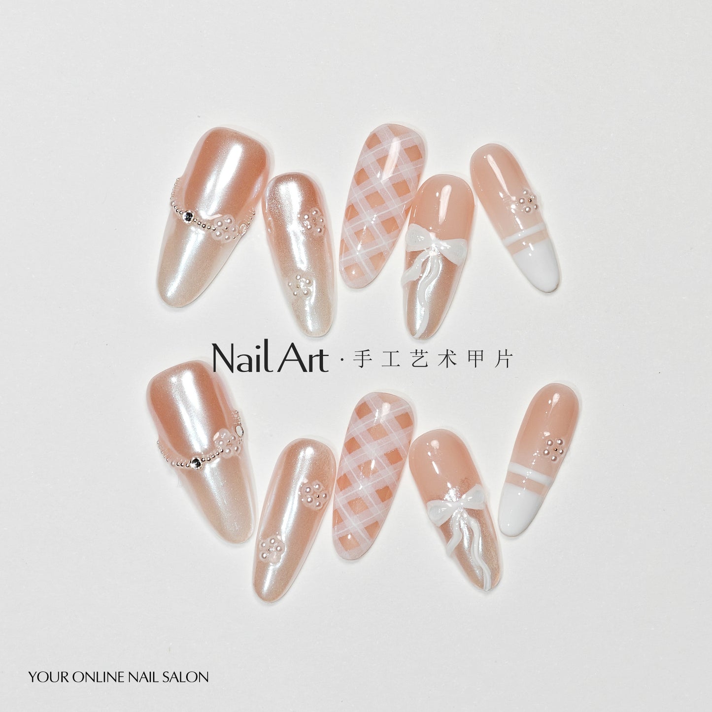 Handmade Wear Nail High-Grade Summer Aurora Hand-Made Manicure Fake Nails Gold Foil Donghai Nail Tip Wholesale