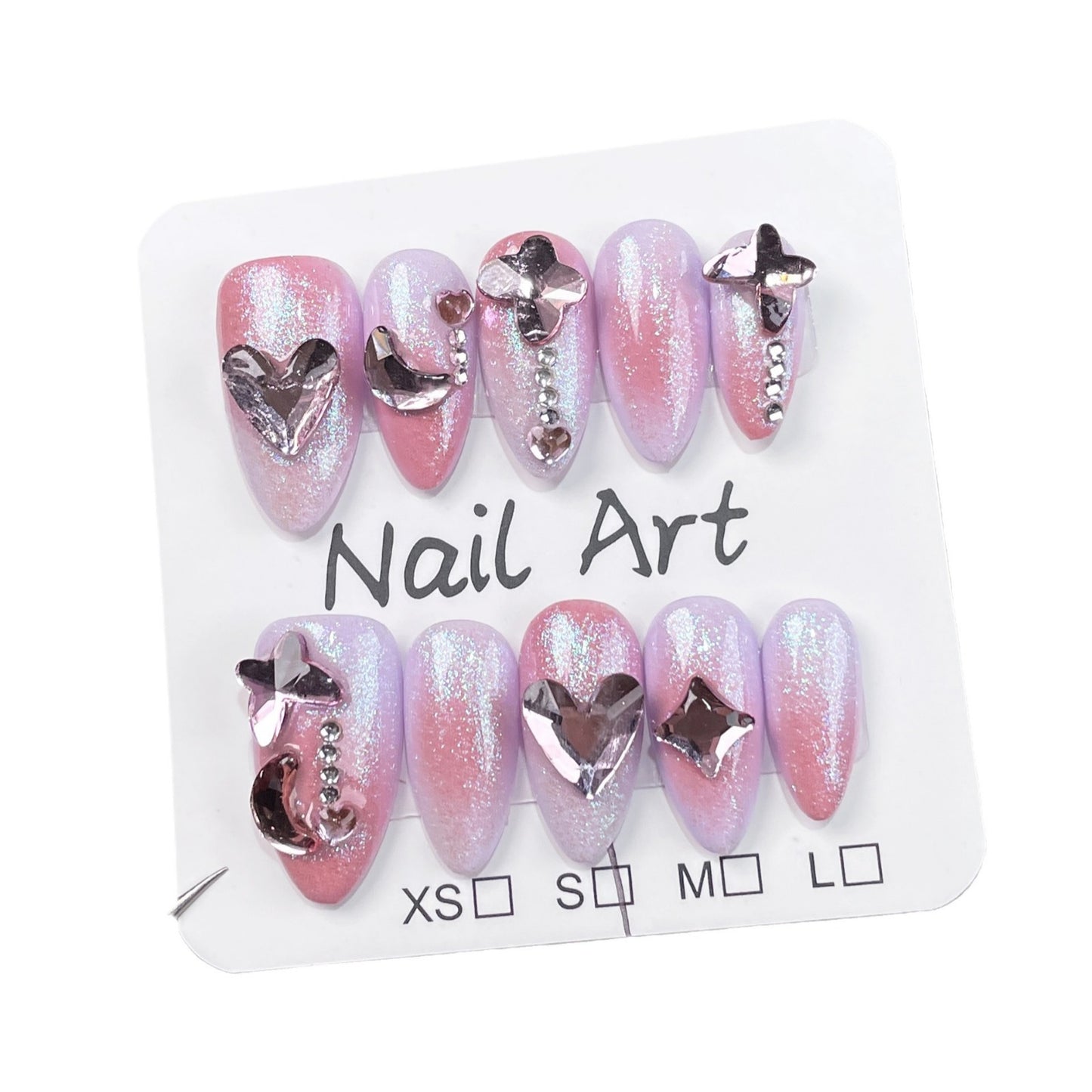 Handmade Wear Nail Flash Irregular Gradient Sweet Gentle Nail Stickers Mid-Length Almond Nail Wholesale