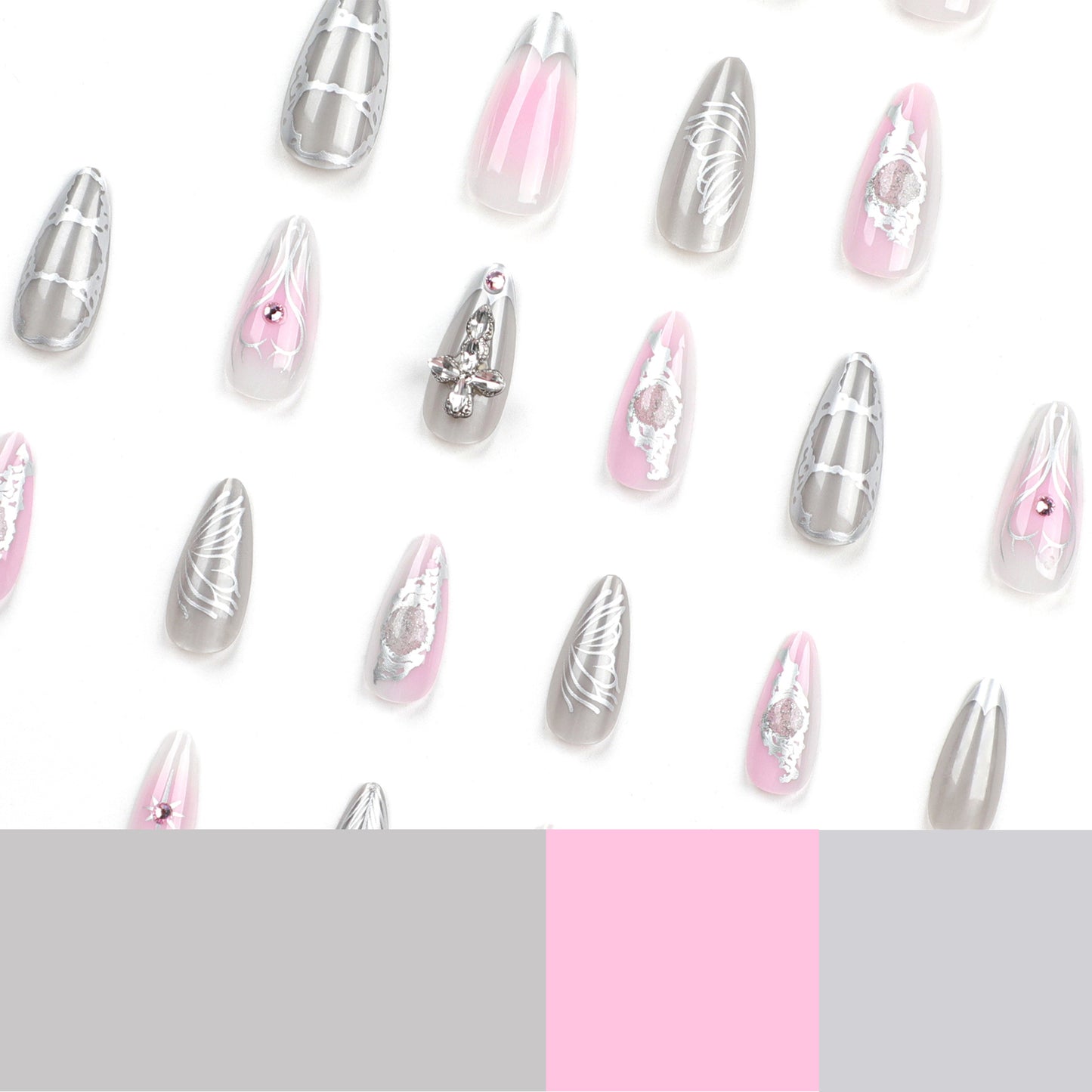 Three-Dimensional Water Drop Feeling Wearing Nail Fake Nails Asterism Love Nail Beauty Pink Blooming Nail Patch Nail Tip Wholesale