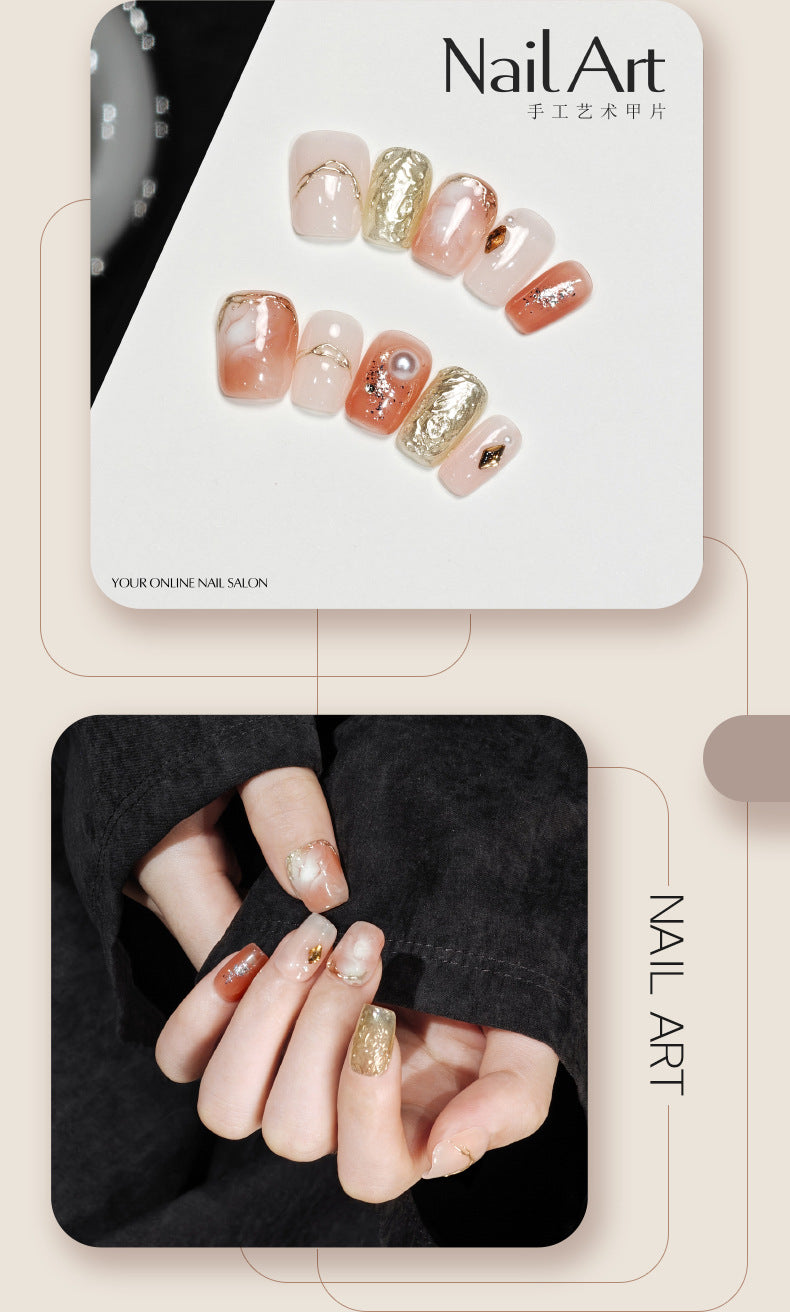 Handmade Wear Armor Advanced Texture White Cute Nail Stickers Short Hand-Made Blooming Fake Nail Tip Wholesale