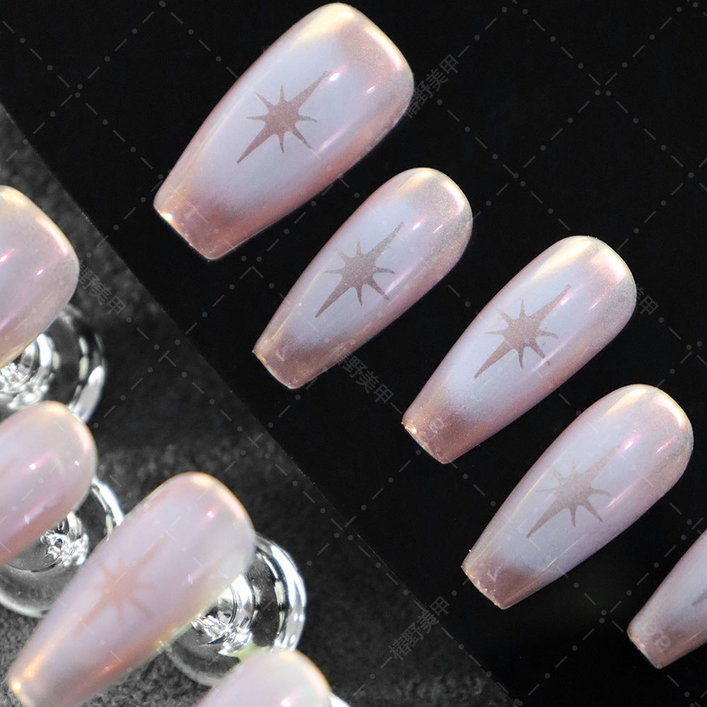 New Autumn/Winter Wear Armor Small Sweet Potato ins Wind Chasing Star Cat's Eye Hollow Spray Painting Handmade Removable Nail Stickers