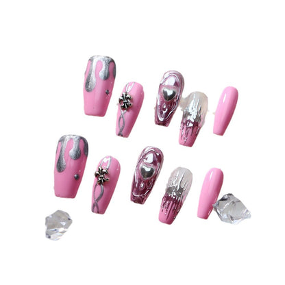 Japanese Anime Sailor Moon Pink Handmade Wear Nail Sweet Cool Hot Girl Nail Stickers Phototherapy Finished Product Nail Tip