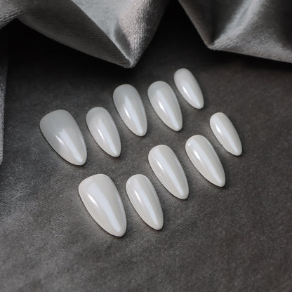 Solid Color European and American Style Metal White Wear Armor Almond-Shaped Fashion All-Matching Nail Stickers ins Wind