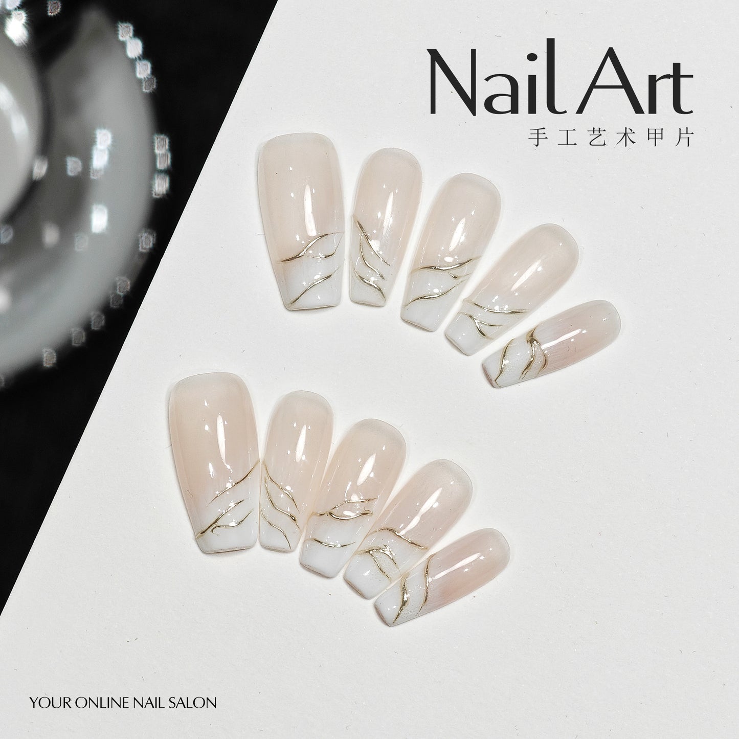 Handmade Wear Nail Autumn High-Grade French Short Milky White Blooming White Hand Wear Nail Tip Manicure