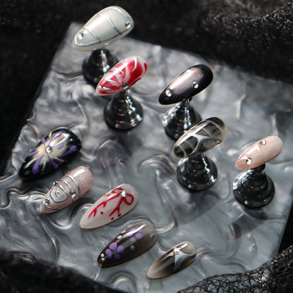 New Arrival Hot Sale Wear Armor Handmade Silver Vortex y2k European and American Hot Girl Wind Blooming Crocodile Pattern Almond Type Nail Tip