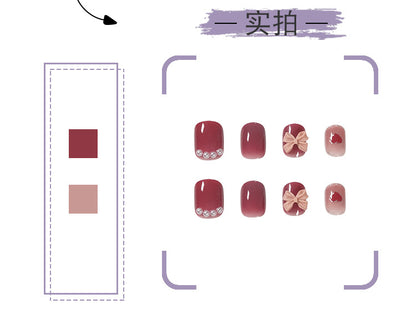 Wear Nail Beauty Nail Piece Sweet Fairy Nail Shaped Piece Cute Girl Pure Desire Blush Nail Ice Transparent New Fake Nails