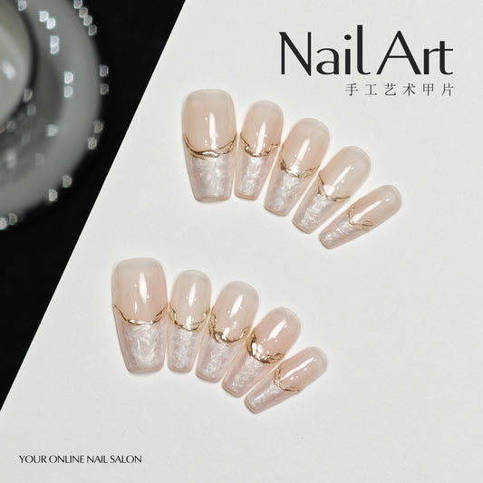 Handmade Wear Armor Advanced Texture Short French White Nail Stickers Handmade Fake Nail Tip High Goods Wholesale