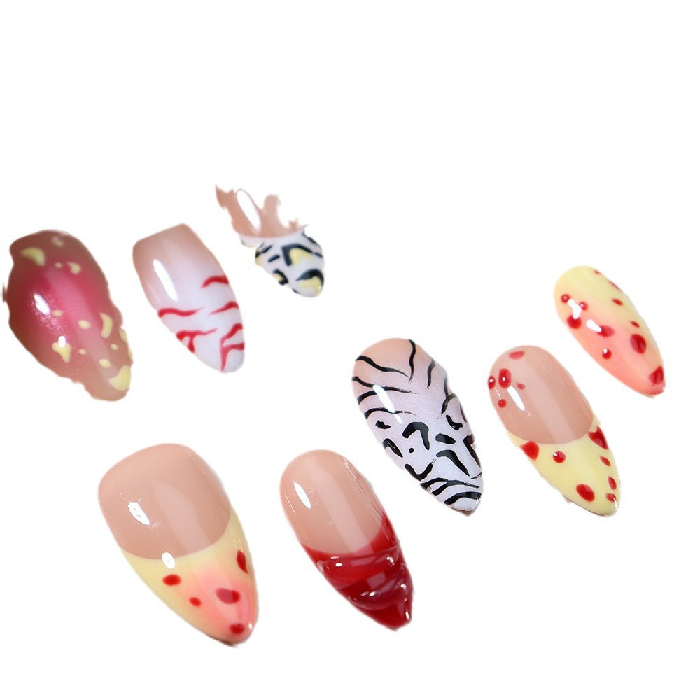 Hot Selling Wear Nail Manicure Leopard Print Sweet Cool Style Cute ins French Wear Removable Manicure Manufacturer One Generation