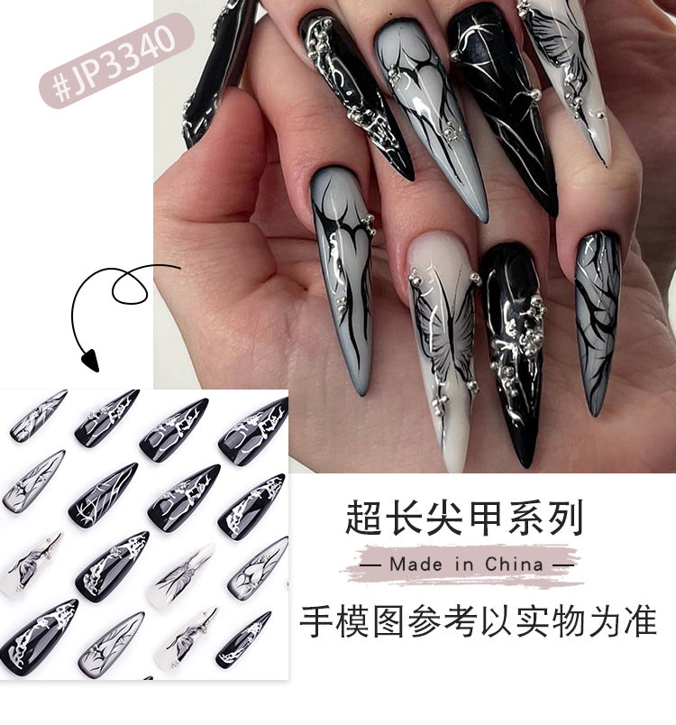 Dark Cool Spicy Best Seller in Europe and America Nail Tips Love Butterfly Wearable Fake Nails fake nails Wear Armor