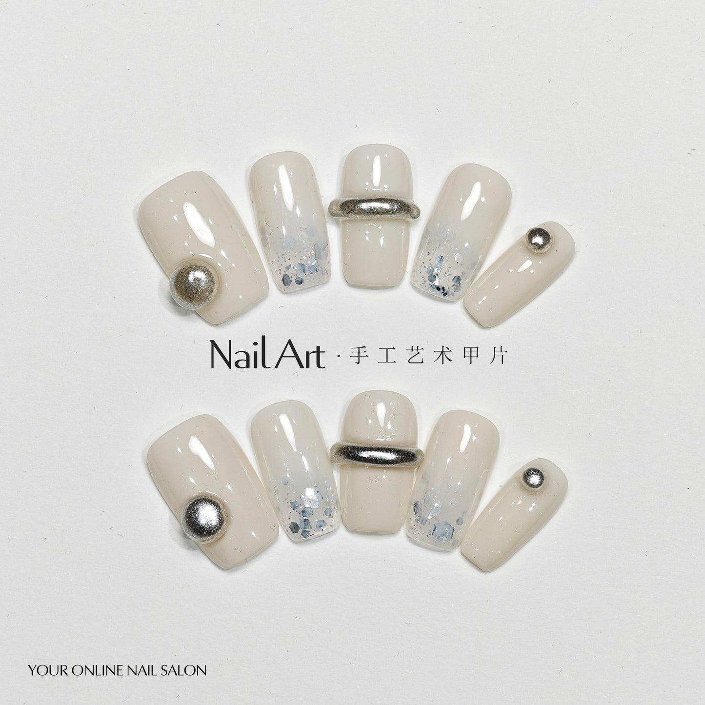 Handmade Wear Nail Autumn and Winter High-Grade Sense Short Cute White Manicure Hand-Made Wearable Nail Patch Wholesale