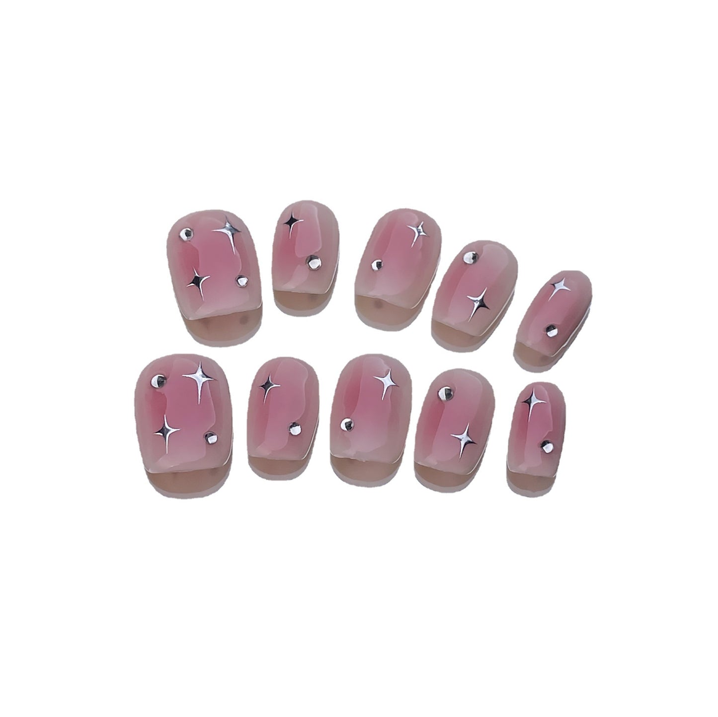 Handmade Wear Nail Spray Gun Blush Smudges Asterism Short Nail Stickers High-End Wearable Nail Tip Finished Product