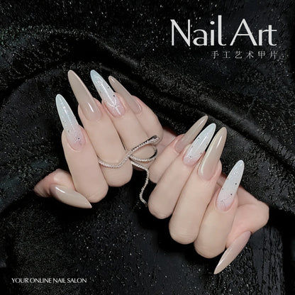 Wear Nail Tip High-Grade Summer Cat's Eye Almond Long Pure Manicure Handmade Fake Nails Wholesale