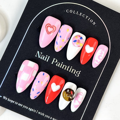 Handmade Pinch Donut Handmade Wear Nail Tip Nail Stickers Cross-Border European and American Nail Factory Direct Hair Autumn and Winter New