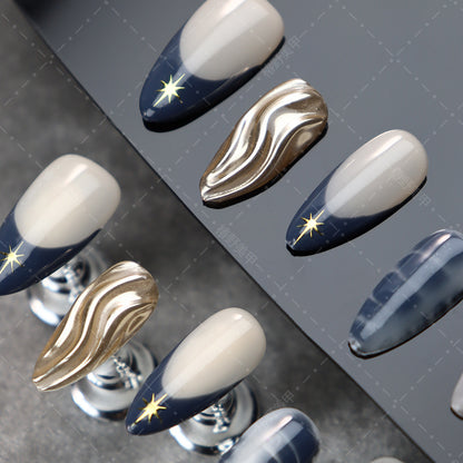 Hot Sale European and American Style Wear Armor Y2K Hot Girl Style Handmade Water Ripple Mirror French Asterism Nail Stickers Cross-Border Supply