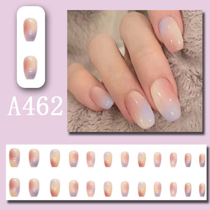 Wear Nail Beauty Nail Piece Sweet Fairy Nail Shaped Piece Cute Girl Pure Desire Blush Nail Ice Transparent New Fake Nails