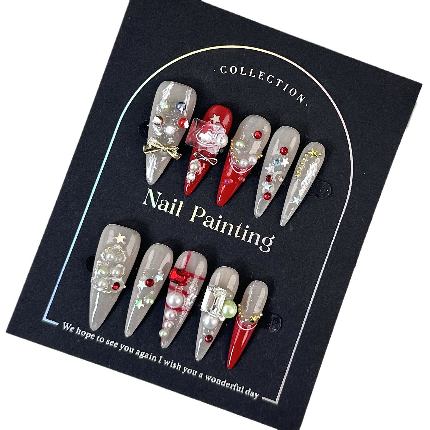 Christmas Simple Temperament Photogenic Europe and America Cross Border Wear Nail Tip High Sense Summer Handmade Nail Stickers