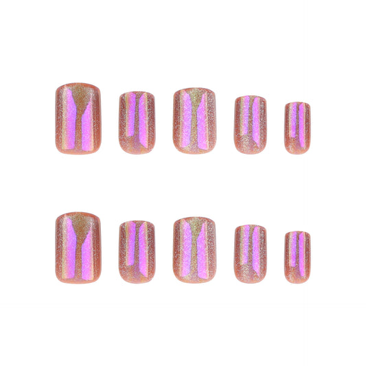 Aurora Cat Eye Solid Color Purple Manicure Short High-Grade Light Luxury Wear Nail Internet Hot Nail Tip Finished Product Wholesale