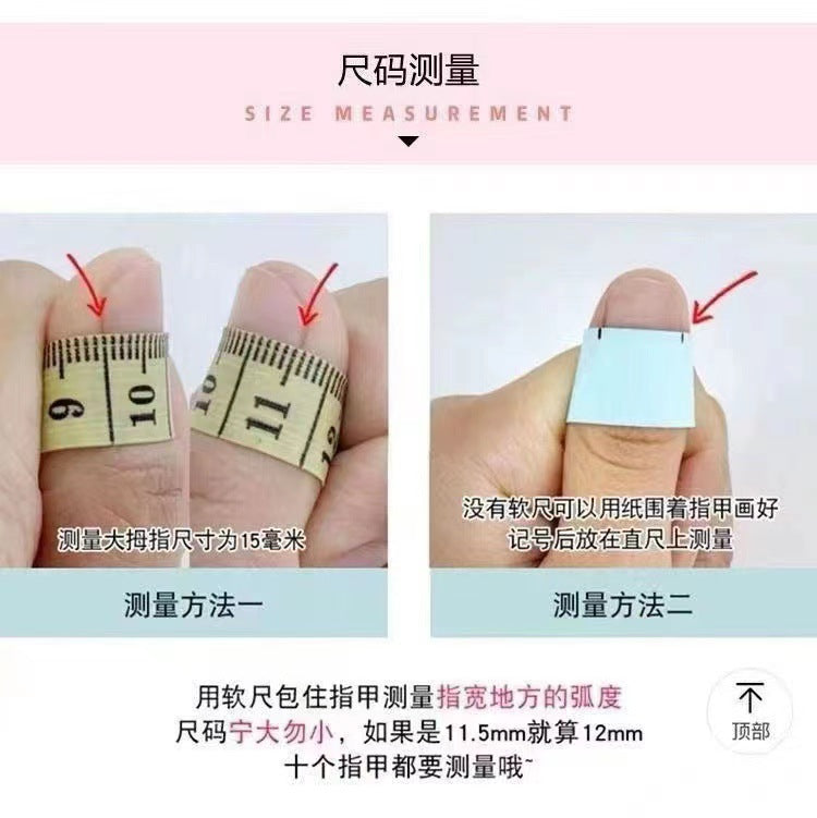 Handmade Heavy Industry Full Diamond UV Nail Long White Peach Green Tea Nail Sticker