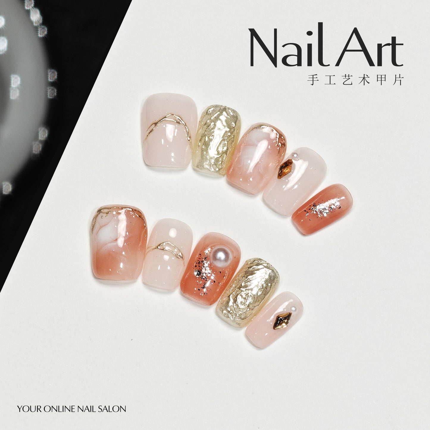 Handmade Wear Armor Advanced Texture White Cute Nail Stickers Short Hand-Made Blooming Fake Nail Tip Wholesale