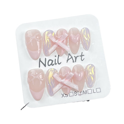 ins Style Sweet Cute Nail Stickers Hand-Painted French Style European and American Almond Hand-Worn Armor Wearable Nail Sticker