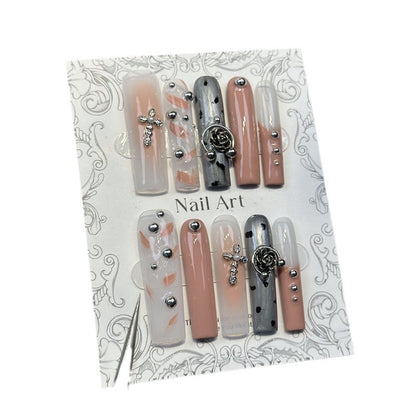 New European and American Water Pipe Handmade Wear Nail Nail Stickers Cross-Border Hot Removable Nail Tip Fake Nails Nail Tip