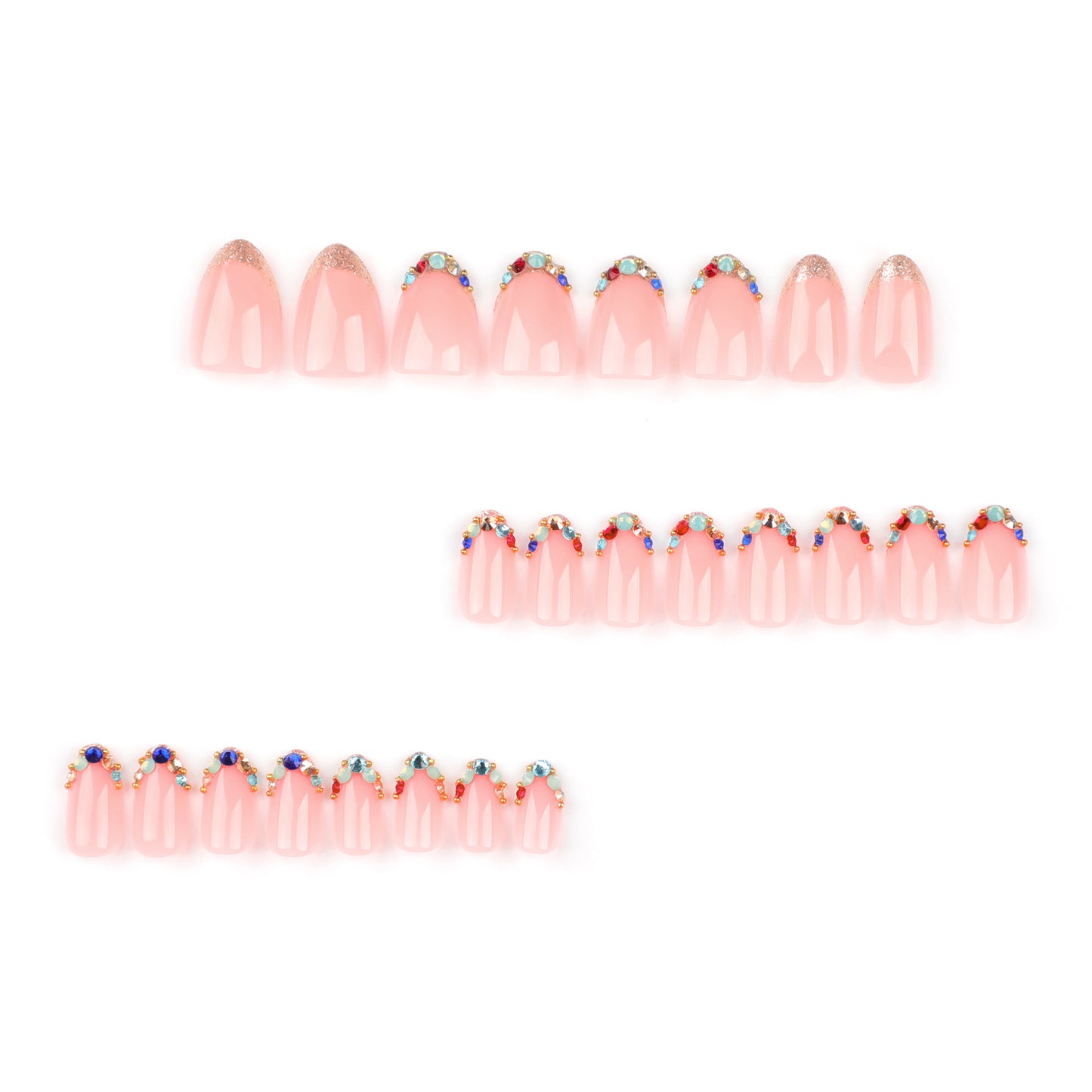 Yiwu Nail Patch Wear Armor French Shining Diamond Gem Flash Nail Shimmering Powder Nail Tip Can Be Repeated Fake Nails