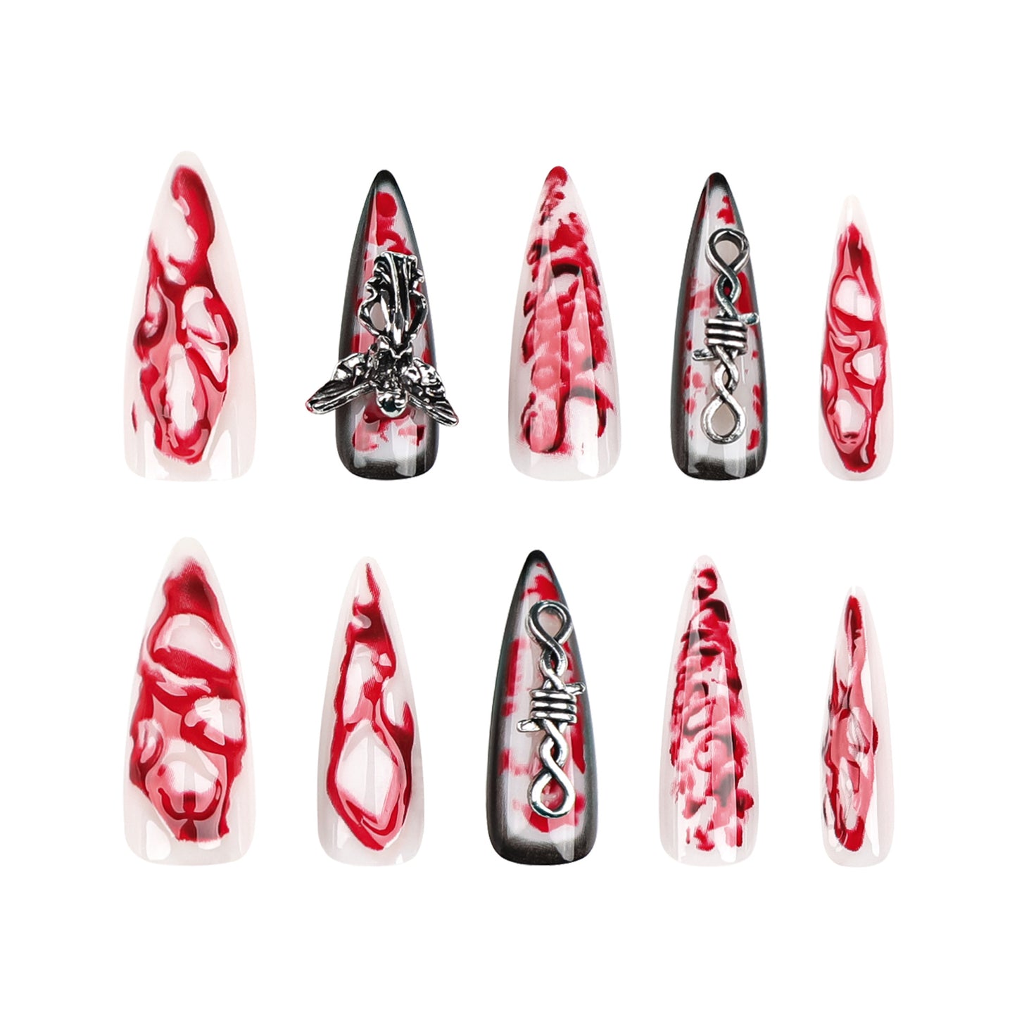 Halloween Super Long Tip Nail Best Seller in Europe and America Angel Wear Nail3D Blooming Fake Nails press on nails