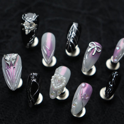 New Nail Beauty Paster Wear Nail Advanced European and American Bow Butterfly Love Gem Pearl Jump Color Blooming Manicure