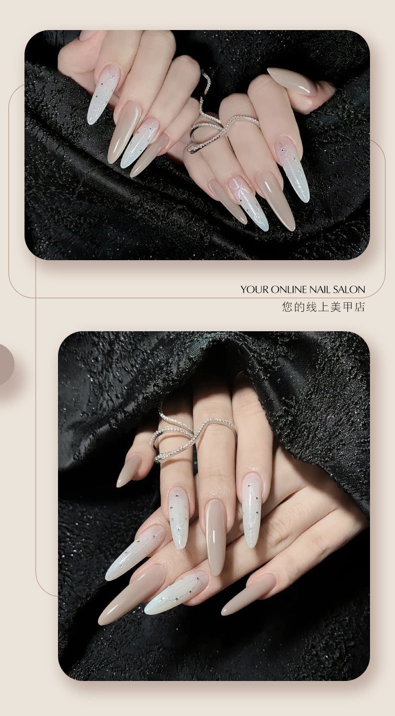 Wear Nail Tip High-Grade Summer Cat's Eye Almond Long Pure Manicure Handmade Fake Nails Wholesale