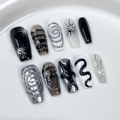 Hand-Worn Nail Dark Series Shengguang Huiying Personalized Minority Relief Manicure ins Wind Wear Fake Nails