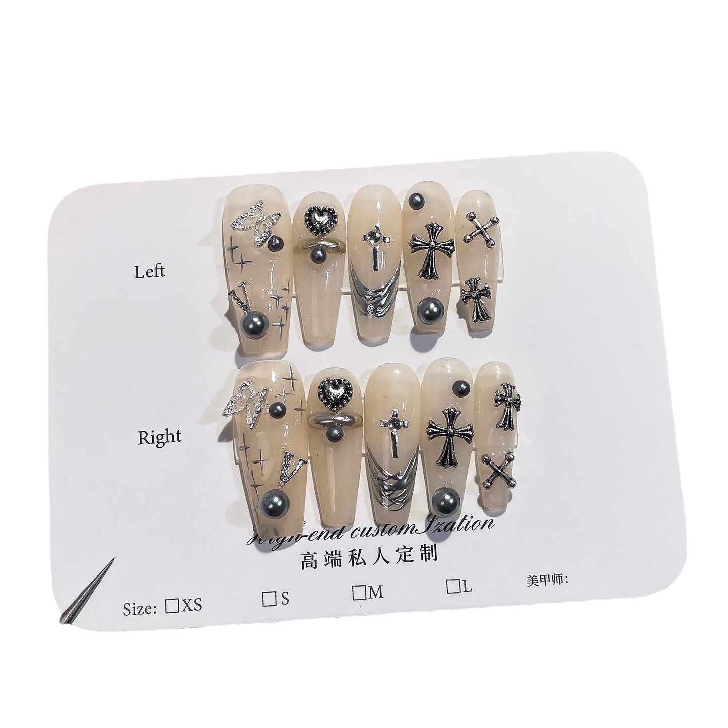 Hand-Worn Nail Tip Cross Cross Punk Long European and American Nail Stickers Wearable Nail Sticker