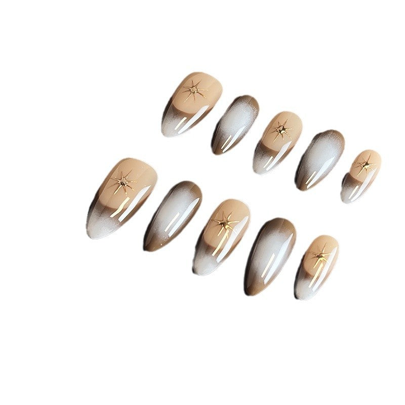 Hot Selling European and American Autumn New High Quality Almond Nail Short Almond Medium Almond Handmade Wear Nail