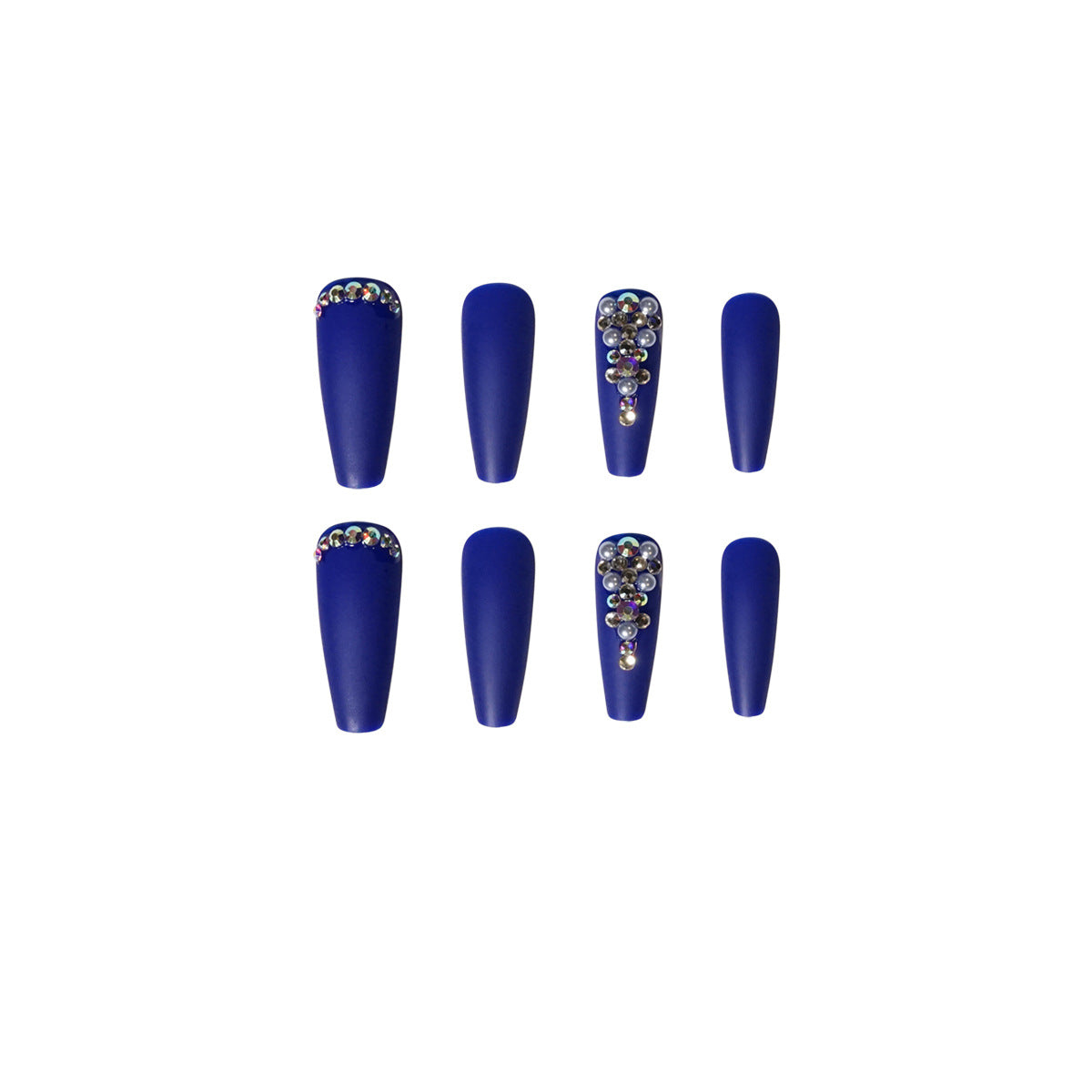 Royal Blue Wear Nail White Nail Full Diamond Series Nail Tip Cross-Border Direct Supply Wear Nail Wholesale Nail Tip Wholesale