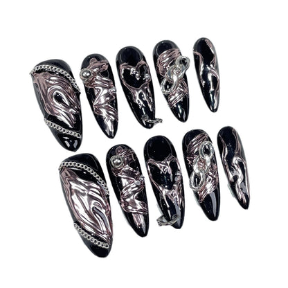 ins Wind Irregular Metal Shape Hand-Worn Nail Sweet Cool Hot Girl European and American Nail Stickers Wearable Nail