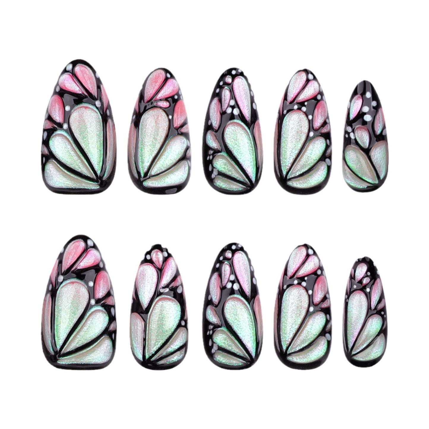 3D Butterfly Wear Nail Color Changing Pearl Powder Gradient Nail Art Fake Nails fake nails Repeat Nail Tip Wholesale