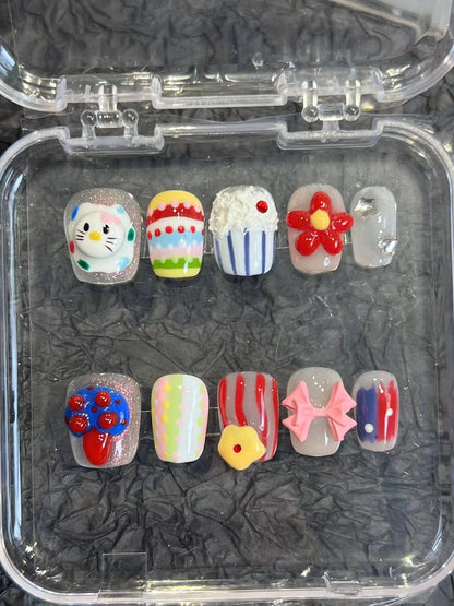 Plastic Style Hand-Painted Handmade Wear Nail Tip Nail Stickers High Sense Summer New Overseas Cross-Border